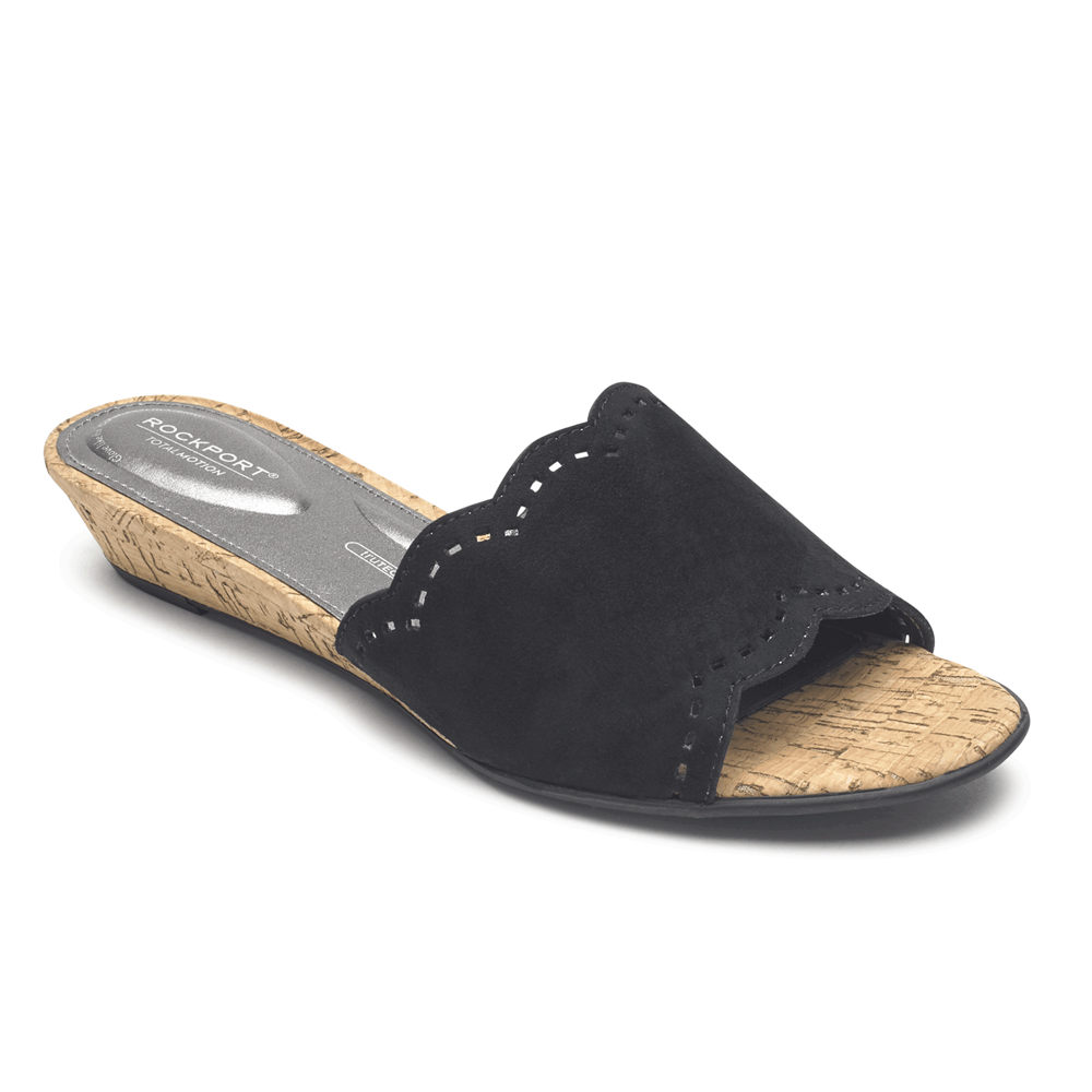 Sandalias Rockport Mujer Mexico - Total Motion Zandra Scallop Negros - KYPRD7153